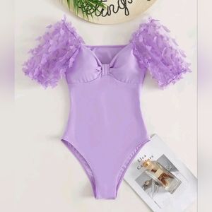 Butterfly Appliqués Ruched One Piece Swimsuit